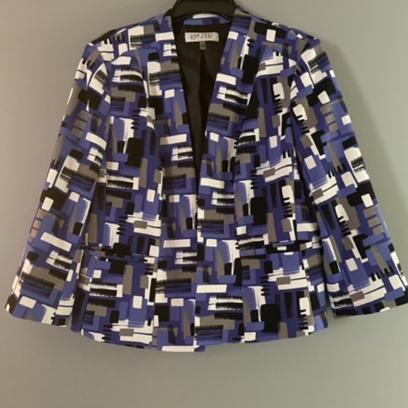 EUC Kasper Black White & Blue Blazer - Picture 1 of 5